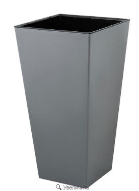 Горшок для цветов InGreen London CUBE 250х250х470мм  19,4л c дренажной вставкой, вулкан,серый